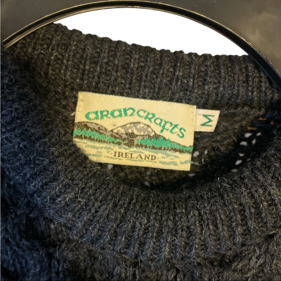 AranCrafts fisherman wool classic made in Ireland gray sweater size Medium - Picture 3 of 4
